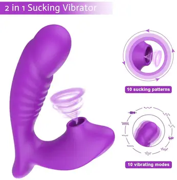 Klitorio Gyvis Dildo Vibratorius 10 Galinga Siurbimo Režimai Clit Stimuliatorius, Žodžiu Čiulpti G Spot Massager Suaugusiųjų Sekso Žaislai Moterims