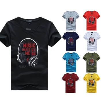 Vyriški Laisvalaikio Apvalios Kaklo marškinėliai Medvilnės Atspausdinti Muzikos laisvų Rankų įranga T-shirt Studentų Vasaros Dugno Mados Tees Juoda Balta Juoda Karšto