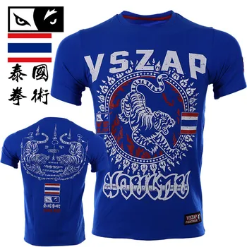 Nauji marškinėliai homme VSZAP Tiger Muay Thai Sporto trumparankoviai Vyrų T-shirt MMA Kova Dėvėti Imtynių marškinėlius MMA Drabužių