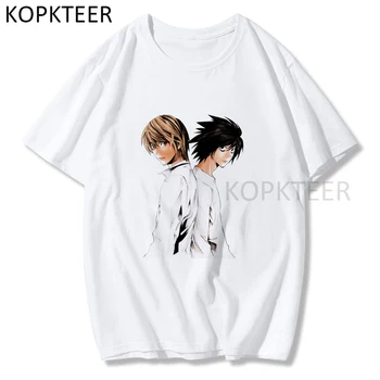Death Note Yagami Light ir L T Shirt 2021 Vyrai Moterys Mados Atspausdintas T-Shirt Atsitiktinis Japonų Stiliaus Marškinėlius Hipster Kietas Viršūnes Tees