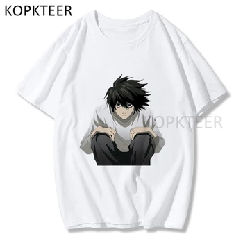 Death Note Yagami Light ir L T Shirt 2021 Vyrai Moterys Mados Atspausdintas T-Shirt Atsitiktinis Japonų Stiliaus Marškinėlius Hipster Kietas Viršūnes Tees