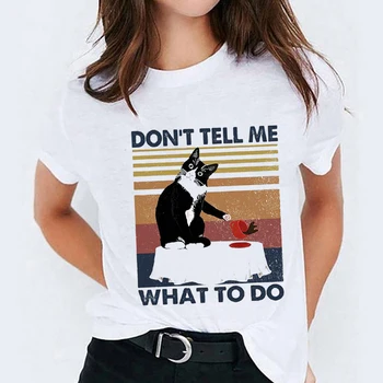 T-marškinėliai Moterims Katė 90-ųjų Animacinių filmų Vasaros Rudens Helovinas Spausdinti Lady Viršuje Moterų Graphic T Shirt Ladies Moterų Tee Marškinėliai