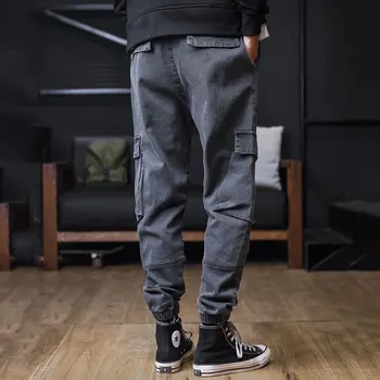 M-8XL Vyrų Plius Dydis Atsitiktinis Džinsus Hip-Hop Streetwear Poilsiu Džinsinio Krovinių Kelnės Prarasti Kišenėje Haremo Kelnės Sweatpant