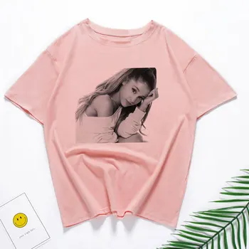 Ariana Grande Spausdinti Vogue Rausvos Spalvos Marškinėliai Moterims Ropa Trumpas Rankovės Harajuku Streetwear Marškinėlius Drabužius Karšto Pardavimo Atsitiktinis Viršūnės T-Shirt