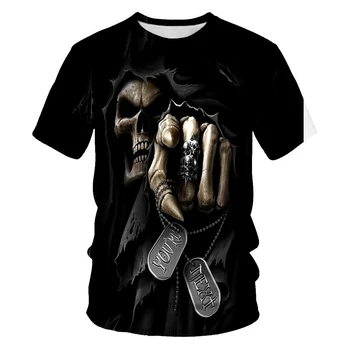 Kietas graži kaukolė 3D marškinėliai vyriški laisvalaikio roko 3D spausdinimo vyriški T-shirt drabužius vasarą, T-marškinėliai, vyriški madingi marškinėliai