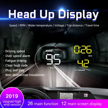 A9 OBD2 HUD Automobilių Head Up Display priekinio Stiklo Greičio Projektorius GPS Spidometras Su greičio viršijimo Signalas Automobilių Detektorius Naftos Vartojimas
