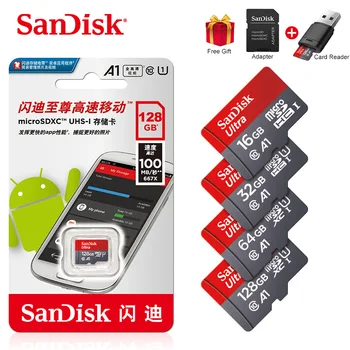 Originalios SanDisk Atminties Kortelė Micro SD Kortelę 16GB 32GB Class 10 MicroSDHC 64GB 128GB 256 GB SDXC UHS-I TF Kortelę Perskaityti Greitis 100Mb/s