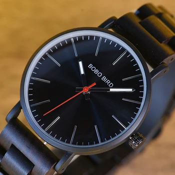 BOBO PAUKŠČIŲ Elegantiškas Juodo Medžio Žiūrėti Vyrų Aukštos Kokybės Laikrodis Klasikinis, Paprastas Dizainas Laikrodis Armbanduhr J-Q30