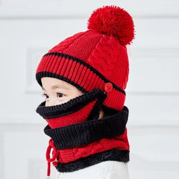 MAERSHEI Vaikų skrybėlę berniukai žiemos plius aksomo storas šiltas earmuffs moterų kūdikių apykaklę, skrybėlę nustatyti Vaikai beanies bžūp