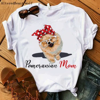 2020 Pomeranijos Mama Marškinėlius Moterims Harajuku aš Myliu Mama Bandana T-shirt Vasara O-kaklo trumpomis Rankovėmis Drabužius Laišką Marškinėliai Moteriška
