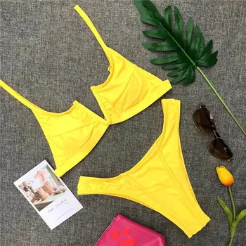 PLAVKY 2021 Seksualus Bandeau Bikini Moterims, Kieti V Kaklo Biquini Maudymosi Kostiumai, maudymosi kostiumėlį Push Up maudymosi Kostiumėliai, Moterų Brazilijos Bikini Komplektas