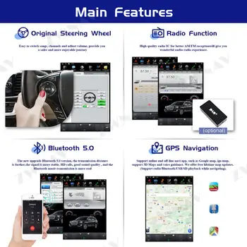 Tesla Ekranas Android 9 Automobilių Multimedijos Grotuvo Honda Civic 2016 2017 2018 2019 automobilių GPS Navigacija, Garso Radijo stereo galvos vienetas