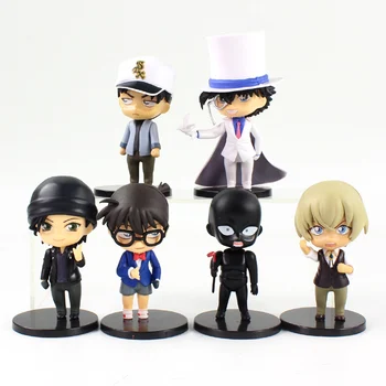 9.5-12cm 6pcs/set Detective Conan Vaikystės Akai Hattori Heiji Kaitou Kiddo Q Versija PVC Modelio Paveikslas Lėlės, Žaislai