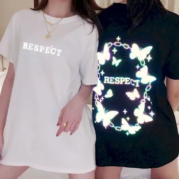 Draugės atspindinti spausdinti moterų viršūnių tshirts korėjos stiliaus marškinėliai vasaros mados black t shirts preppy atsitiktinis o-neck tee