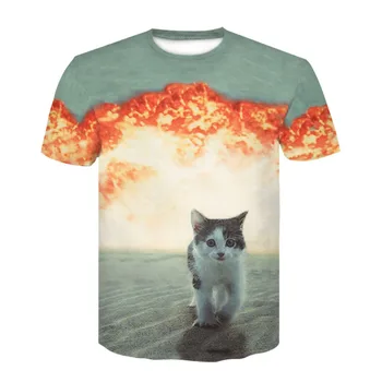 2020 metų vasaros mados vyrai ir moterys, gyvūnai, katės, erelis, delfinų spausdinti laisvalaikio street wear apvalios apykaklės riedlentė T-shirt