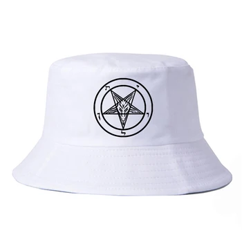 Pentagram Gotikos Paslaptingi Šėtono vyrų žvejys skrybėlę Naujas Vasaros Vyrų Flat top saulės kibiro kepurę Šėtonas moterų Harajuku panama sombrero