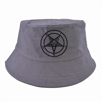 Pentagram Gotikos Paslaptingi Šėtono vyrų žvejys skrybėlę Naujas Vasaros Vyrų Flat top saulės kibiro kepurę Šėtonas moterų Harajuku panama sombrero