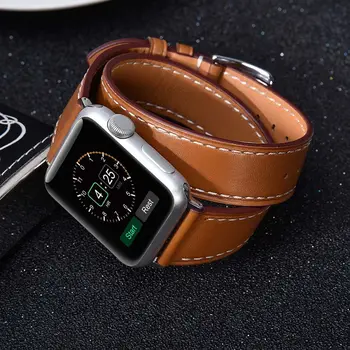 Dvigubo Kelionių Diržu, Apple watch band 44 mm/40mm 42mm/38mm natūralios Odos watchband apyrankę iWatch serijos 6 se 5 4 3 42 40 mm