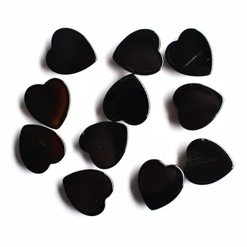 Didmeninė 12pcs/daug geros kokybės, natūralus juodas oniksas širdies formos kabina cabochons karoliukai papuošalai priėmimo 25mm nemokamas pristatymas