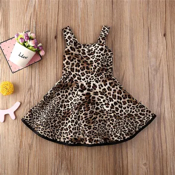 Mada Vaikams, Kūdikių Mergaitės Princesė Leopard Vasaros Suknelė Be Rankovių Backless Inscenizacija Šalis Vestuvių Sluoksniuotos Tutu Suknelė Drabužius