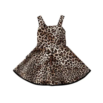 Mada Vaikams, Kūdikių Mergaitės Princesė Leopard Vasaros Suknelė Be Rankovių Backless Inscenizacija Šalis Vestuvių Sluoksniuotos Tutu Suknelė Drabužius