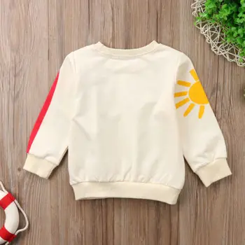 Baby Girl Vaikas Vaivorykštė T-Shirt Viršūnes Drabužius Ilgomis Rankovėmis Megztinis Marškinėlius (T-Shirts