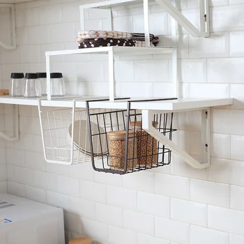 Kūrybos metalo kabo krepšelį spinta drabužių, rankšluosčių krepšelį kabineto virtuvės įrankis prieskonių laikymo dėklas stalčiuko WF