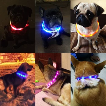Naminių Šunų, Kačių USB Įkrovimo Mirksi Naktį Antkakliai Šviesos Antkaklis LED Lemputė USB Šunų Antkaklis Žėrintis Teddy 