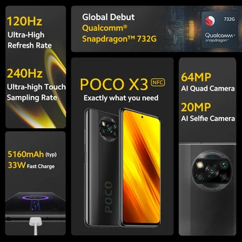 Pasaulinė Versija POCO X3 NFC Išmanųjį telefoną 6GB 128GB Telefono Snapdragon 732G 6.67