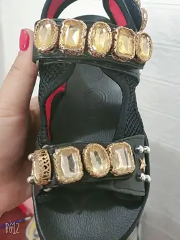 2020 Tuščiaviduriai iš atviras konservatyvusis moterų sandalai mados deimantų karoliukai moterys lauko pleišto batai Moterims Vandeniui platforma Vasaros bateliai