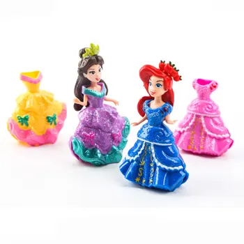6PCS Disney Princesė Nemokamai dovanų 6 VNT drabužius Pliušinis lėlės Princesė snieguolė Bell 