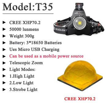 FX-DZ90T35 50000 liumenų led žibintai priekinių Žibintų XHP70.2 naudoti 18650 baterija bankas XHP70 XHP50 Žibintas