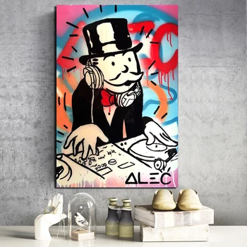 Alec Monopolis Maišelį Vaikinas Pinigų Tapybos Drobės Spausdina Kambarį Namo Apdaila Modernios Sienos Meno Aliejaus Tapybai Plakatai Nuotraukas Menas