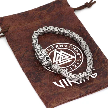 Vyrai nerūdijančio plieno šiaurės vikingų odin vilkas dragon king grandinės amuletas apyrankė -23cm