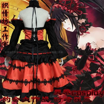 DATA GYVENTI Anime Cosplay Tokisaki Kurumi Cos Helovinas Šalis Cos Lolita Gotikos Princesė Suknelė