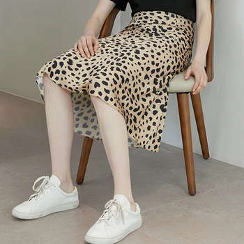 Boho derliaus linija high waisted sijonai moterų midi sijonas streetwear korėjos ilgai punk moterų leopard sijonas Vasaros drabužių 2019