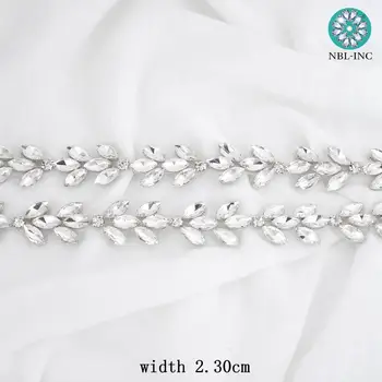 (10 metrų), Didmeninės rankų zawalcowany sidabro krištolas kalnų krištolas aplikacijos, apdailos siūti geležies vestuvių suknelė WDD1092