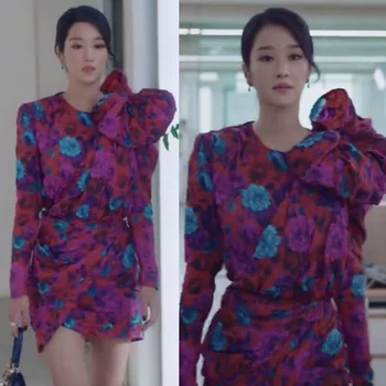 Kpop Seo Tiesa, Ji pati vasaros mados naujo dizaino nereguliarus seksuali suknelė moterims korėjos Streetwear asmenybės ilgomis rankovėmis mini suknelės