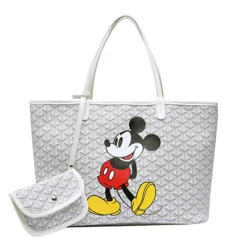 2pcsDisney mickey mouse didelis pu pečių maišą + cosmeitc maišelį lady pu minnie rankinėje didelis nešti maišą monetų krepšys kortelės turėtojas