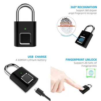 Saugumo Durų Užraktas Smart Keyless USB Įkrovimo pirštų Atspaudų Spynos Spintelę protingo Namo Cinko Lydinys LESHP