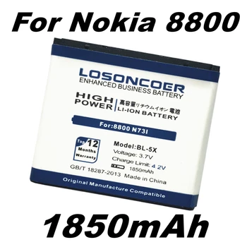 LOSONCOER 1850mAh baterija BL-5X Baterijos Nokia 8801 8800s 886 N73I 8800 mobiliojo telefono Baterija