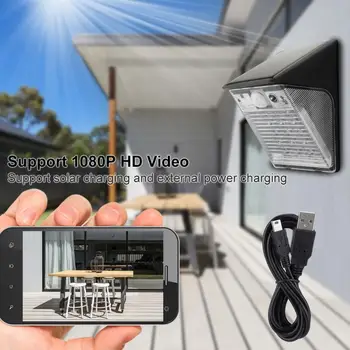 Saulės Apsaugos Kamera HD 1080P WiFi Bevielio Lauko Kiemas, LED Lempos, Saulės IP65 Vandeniui atspari Kamera Saulės Kamera