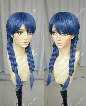 Anime Shokugeki nr. Soma Megumi Tadokor Cosplay Perukas Double Blue Pintas Karščiui Atsparių Sintetinių Plaukų Perukai + Perukas Bžūp