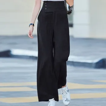 Moteriški Medvilniniai Skalbiniai Pločio Kojų Kelnės Streetwear Didelis Juosmens moteriškos klasikinės kelnės estetines
