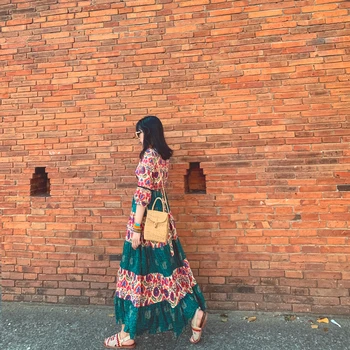 Tinklo vaizdo siužetą fotografavimo Tailandas raudona užsakymą Čekijos liaudies siuvinėjimo kelia suknelė spausdinimo spalvų