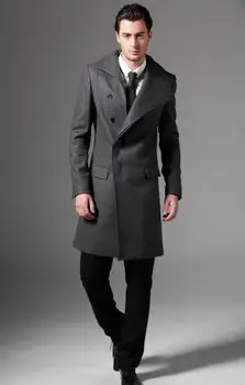 Single-breasted atsitiktinis vilnoniai paltai vyrams tranšėjos paltai ilgomis rankovėmis paltas mens kašmyro paltai casaco masculino anglija juoda pilka