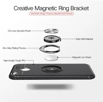 Mados Magnetinis Žiedas Telefono Dėklai xiaomi redmi 4X Atveju Magnetas Automobilio Savininkas Stovo Dangtelis