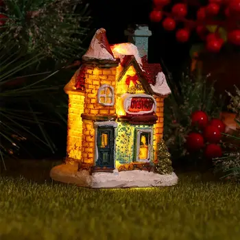 1Pc Šviesos Kalėdų Namas Su LED Šviesos Dervos Villa Apdailos Amatų Led Spindinčią Kalėdų Namas Kalėdų Dovana Išdėstymas Ornamentu