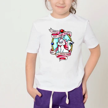 T-shirt mergina viršuje vaikų marškinėliai rožinis marijos katė animacinių filmų spausdinti vasaros vaikų mielas O-kaklo trumpomis rankovėmis vaikams drabužių mergina t-shirt