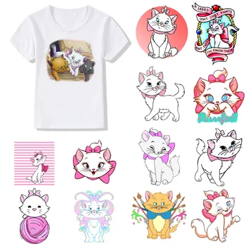 T-shirt mergina viršuje vaikų marškinėliai rožinis marijos katė animacinių filmų spausdinti vasaros vaikų mielas O-kaklo trumpomis rankovėmis vaikams drabužių mergina t-shirt